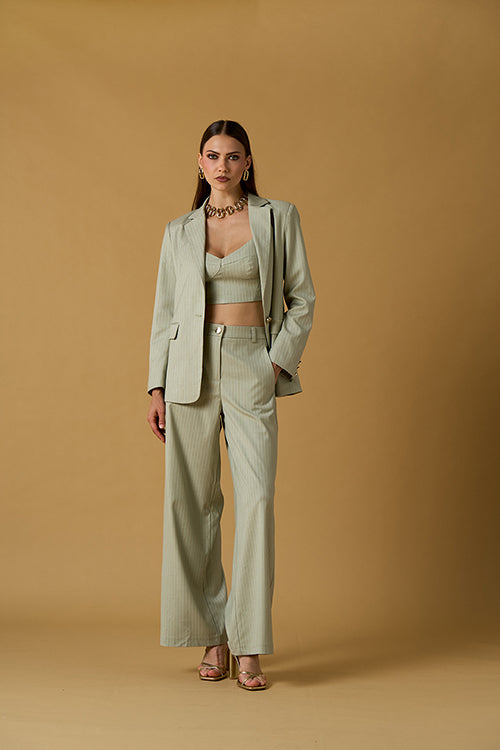 Pantalone palazzo gessato oro